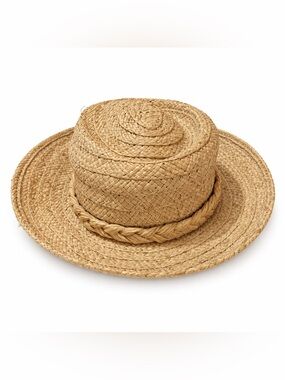 Dorfman Pacific Genuine Raffia Straw Fedora Hat wide brim Sun Braided safari